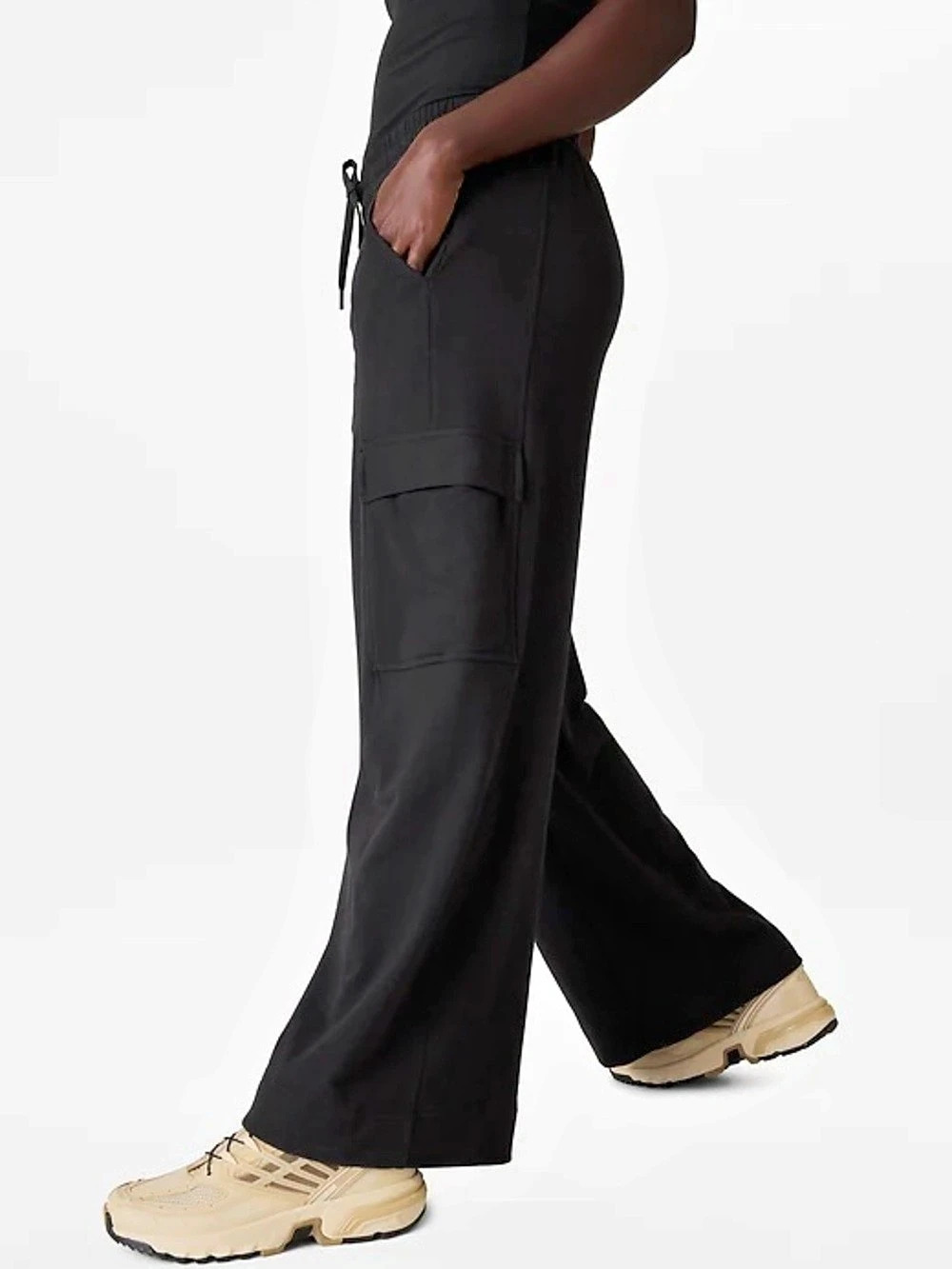 Athleta Paradise Straight Leg Cargo Pants Black Linen Blend Women’s S NWT